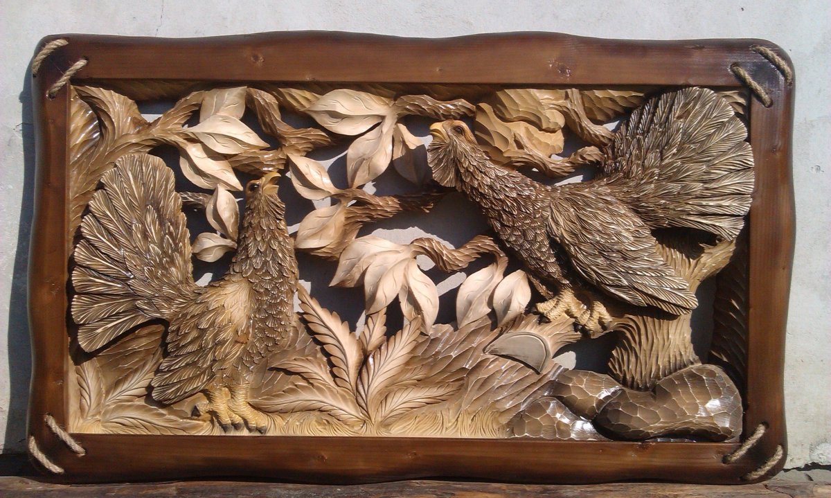 Резьба по дереву птица Глухарь