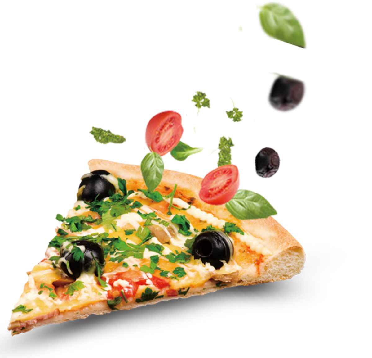 Суши и пицца на прозрачном фоне