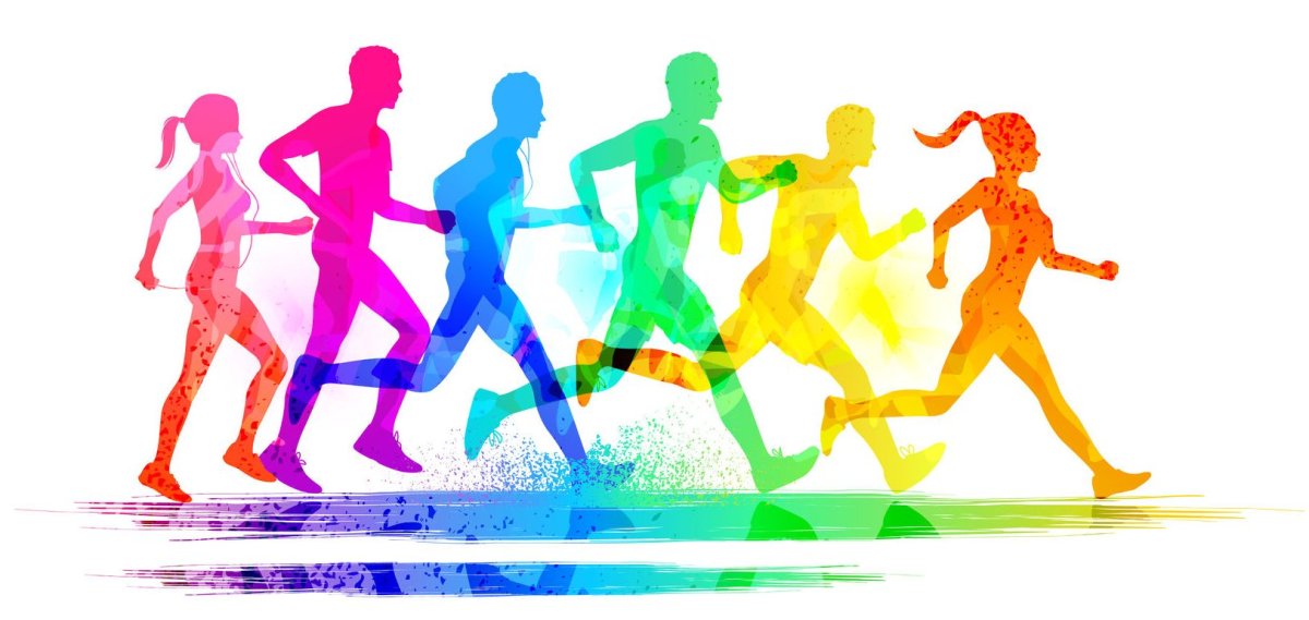 Цветные силуэты спортсменов