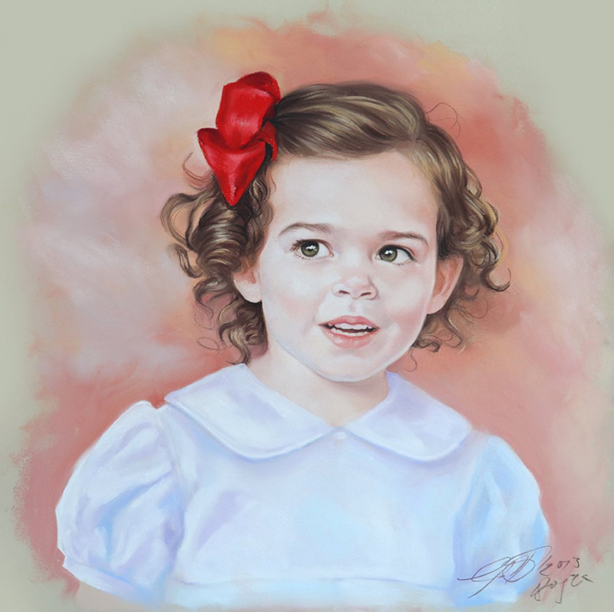 Портрет девочки с хвостиками карандашом