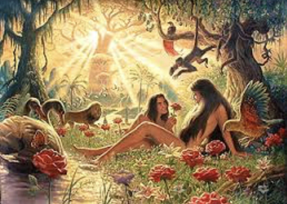 Картина адам и ева в райском саду