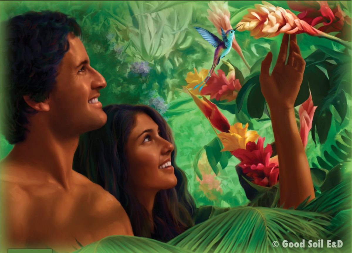 Мужчина и женщина в райском саду