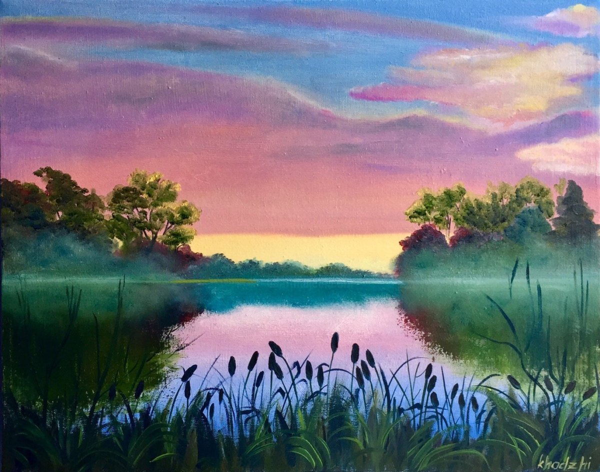 Пейзаж гуашью лето