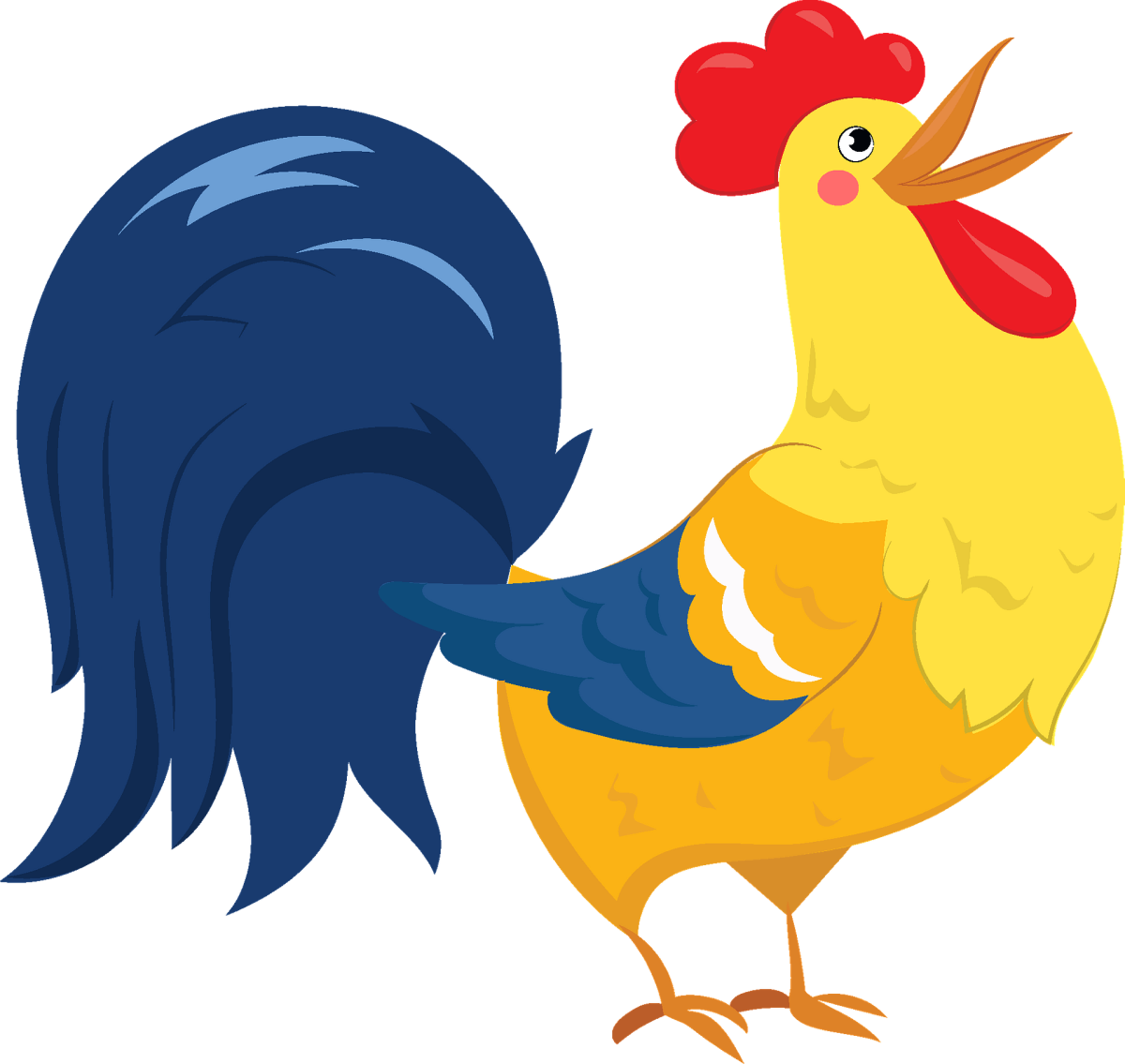 Петух мультяшный на прозрачном фоне