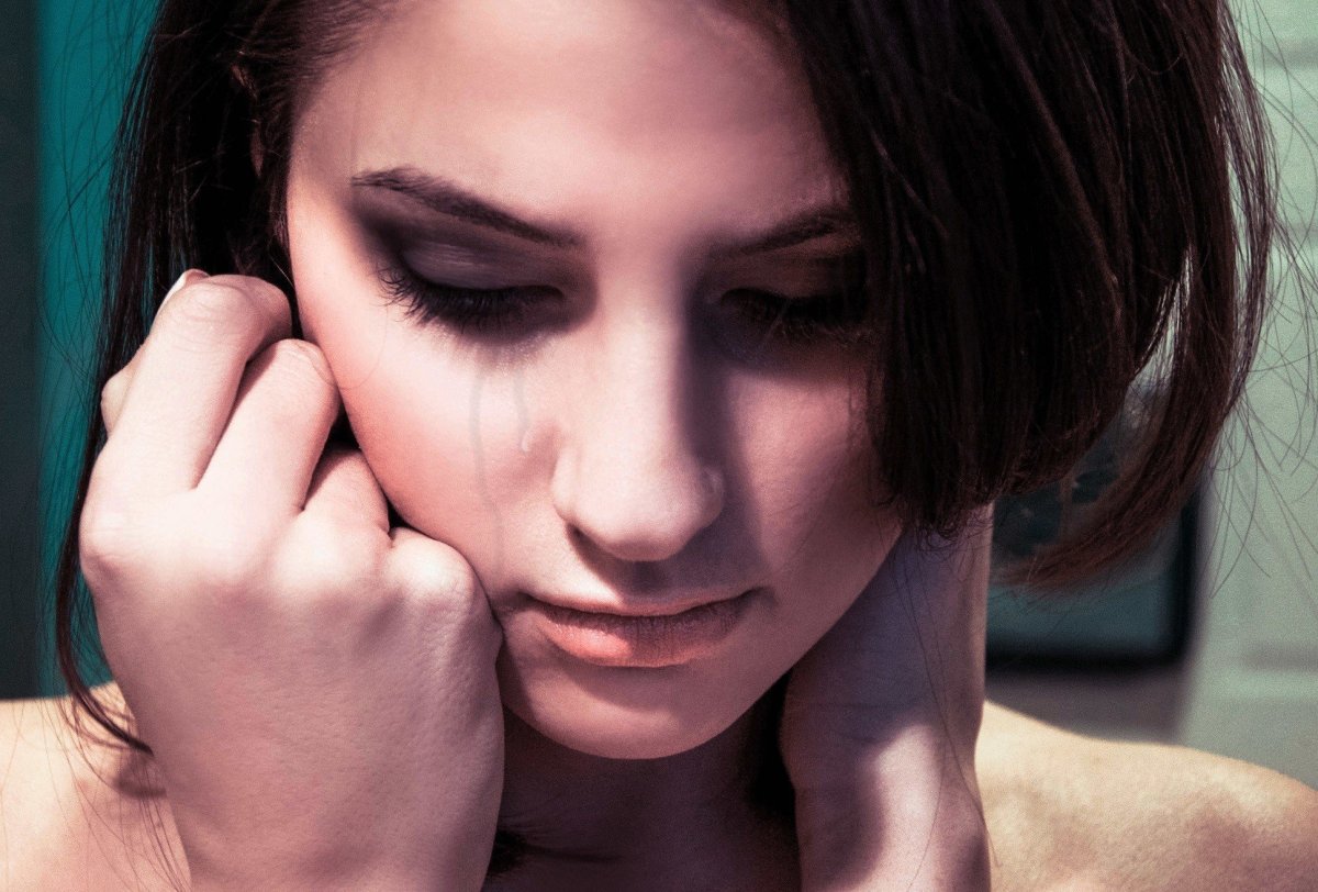 Teen girl crying