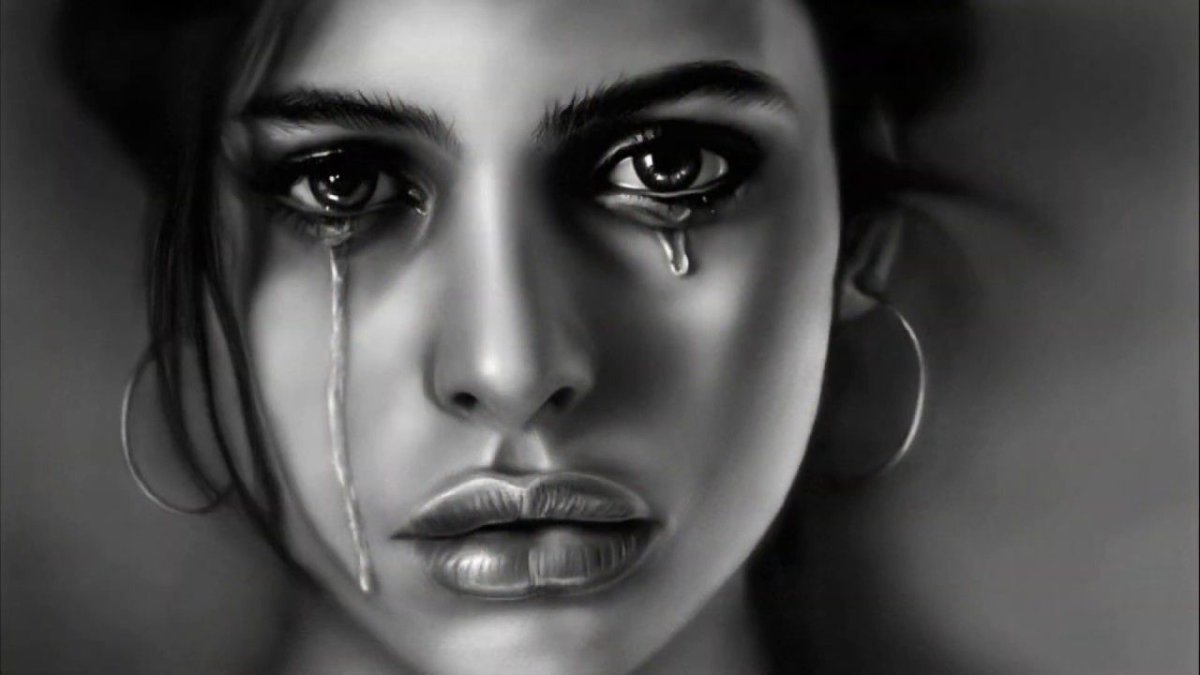 Плачущая девушка карандашом