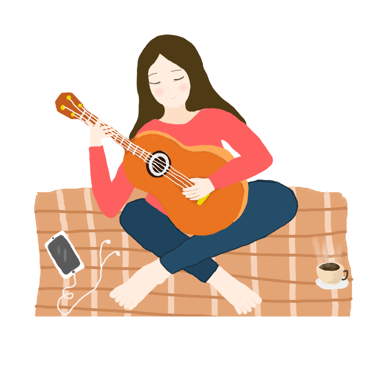 Девочка играет на гитаре рисунок