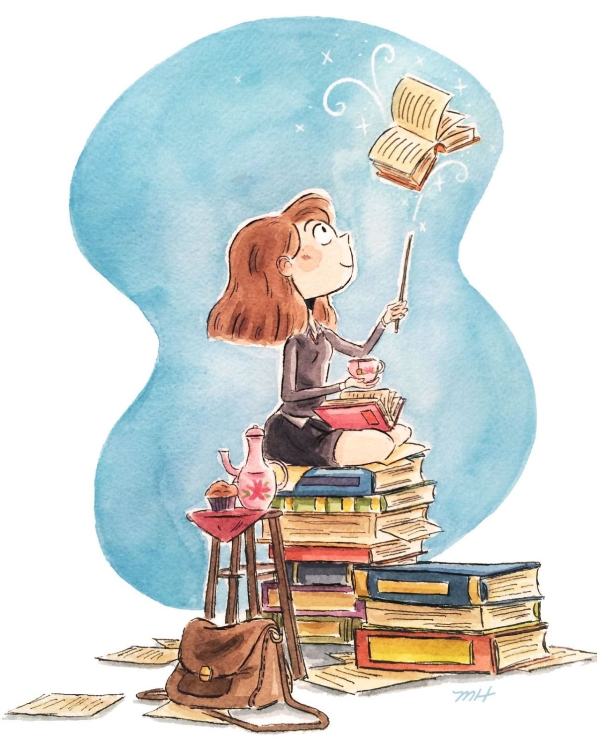 Много книг рисунок