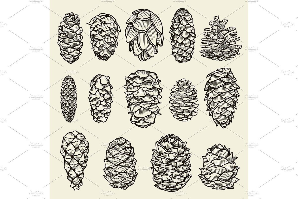 Шишки елки мультяшные