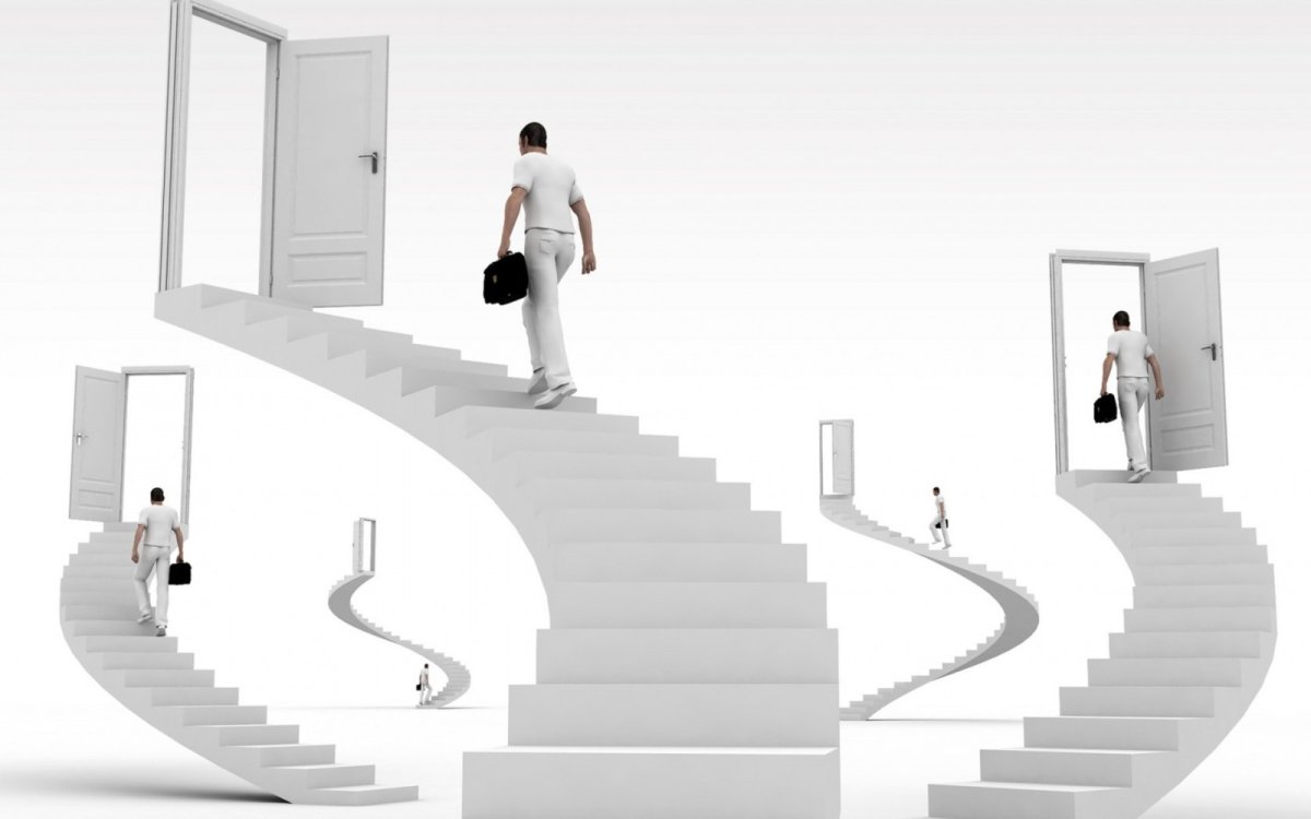 Бизнесмен на лестнице