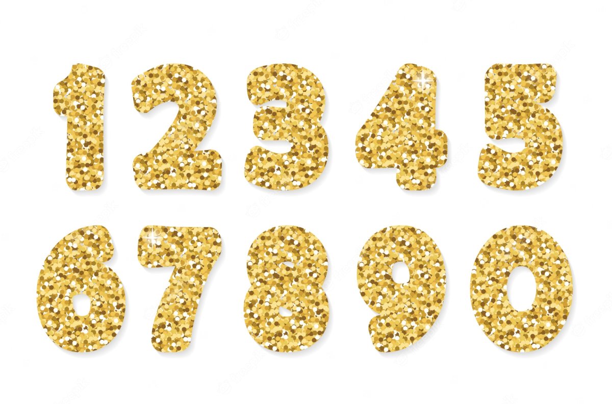 Красивые золотые цифры на прозрачном фоне