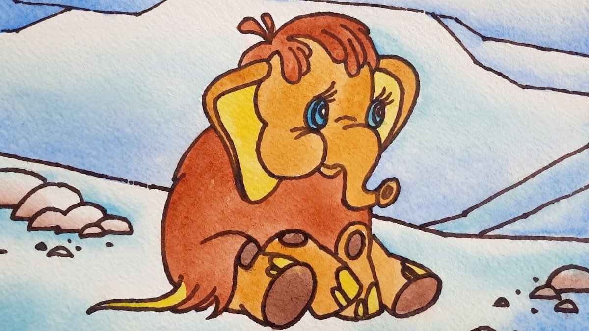 Мамонтенок трафарет