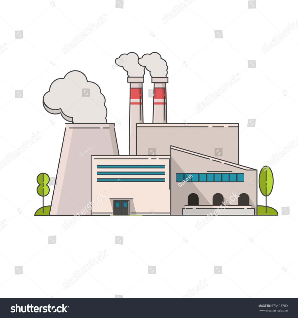 Нарисовать заводы и фабрики