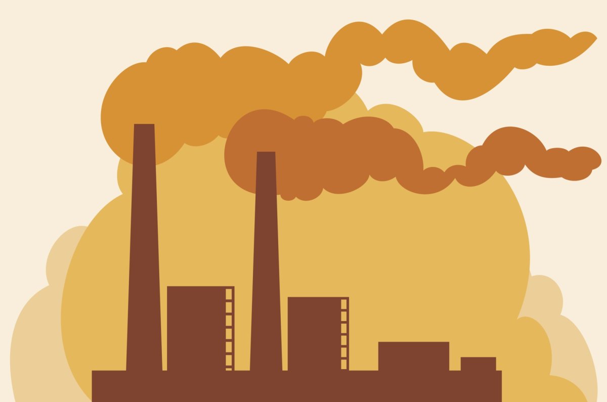 Силуэт завода с дымом