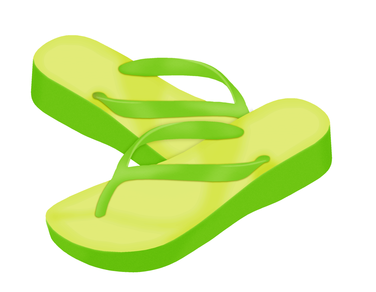 Пляжные шлепки на прозрачном фоне для фотошопа