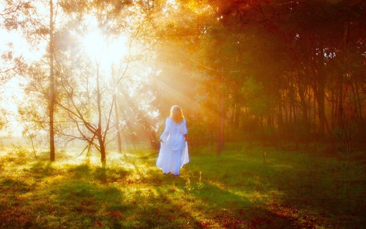 Человек в солнечных лучах