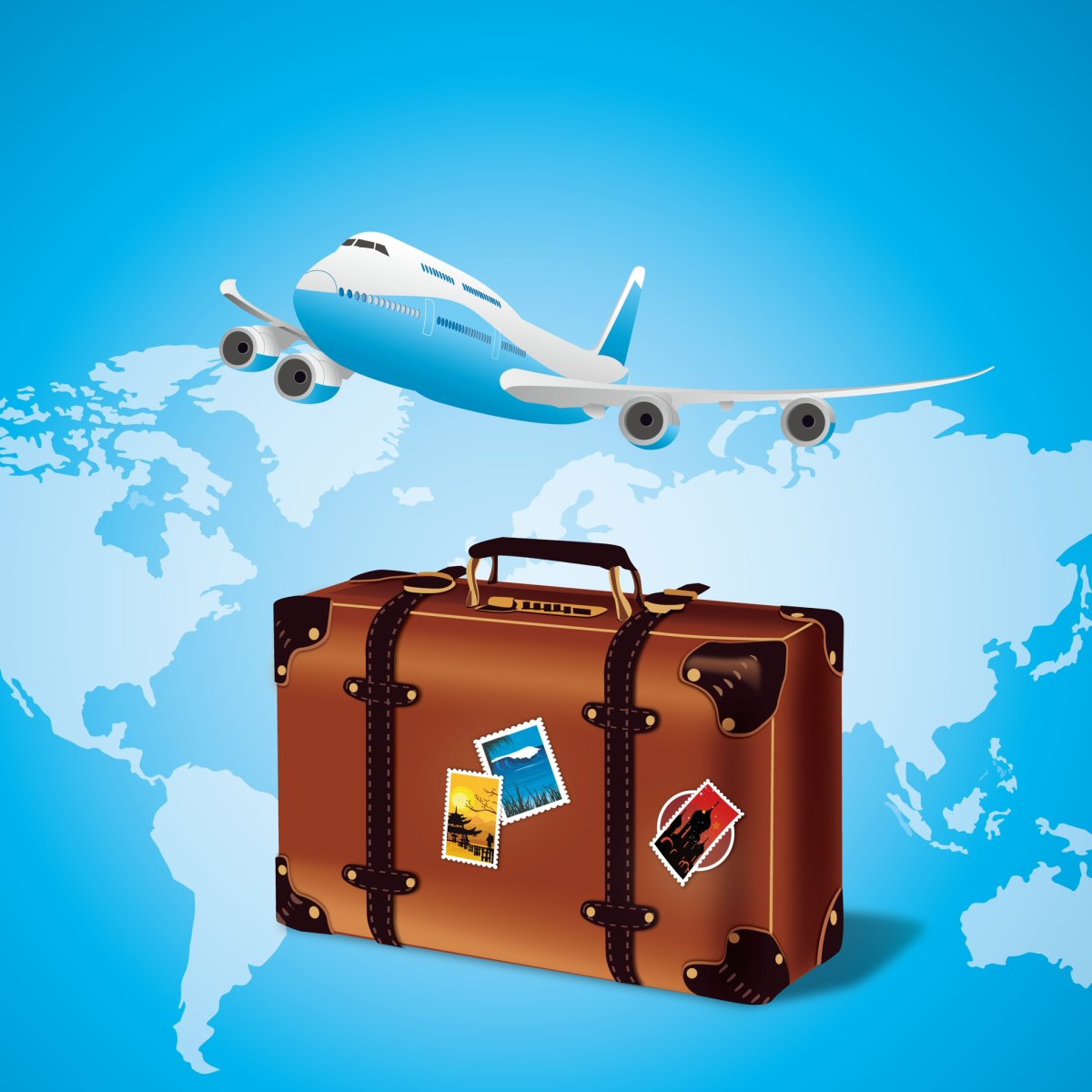 Путешествие чемодан вектор