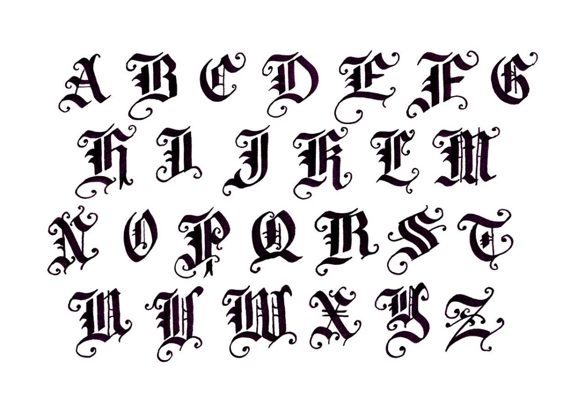 Заглавные буквы каллиграфия Готика