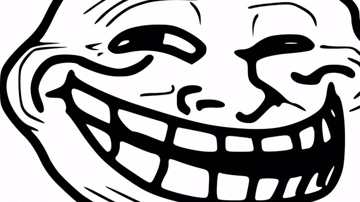 Зеленый Тролль фейс на черном фоне