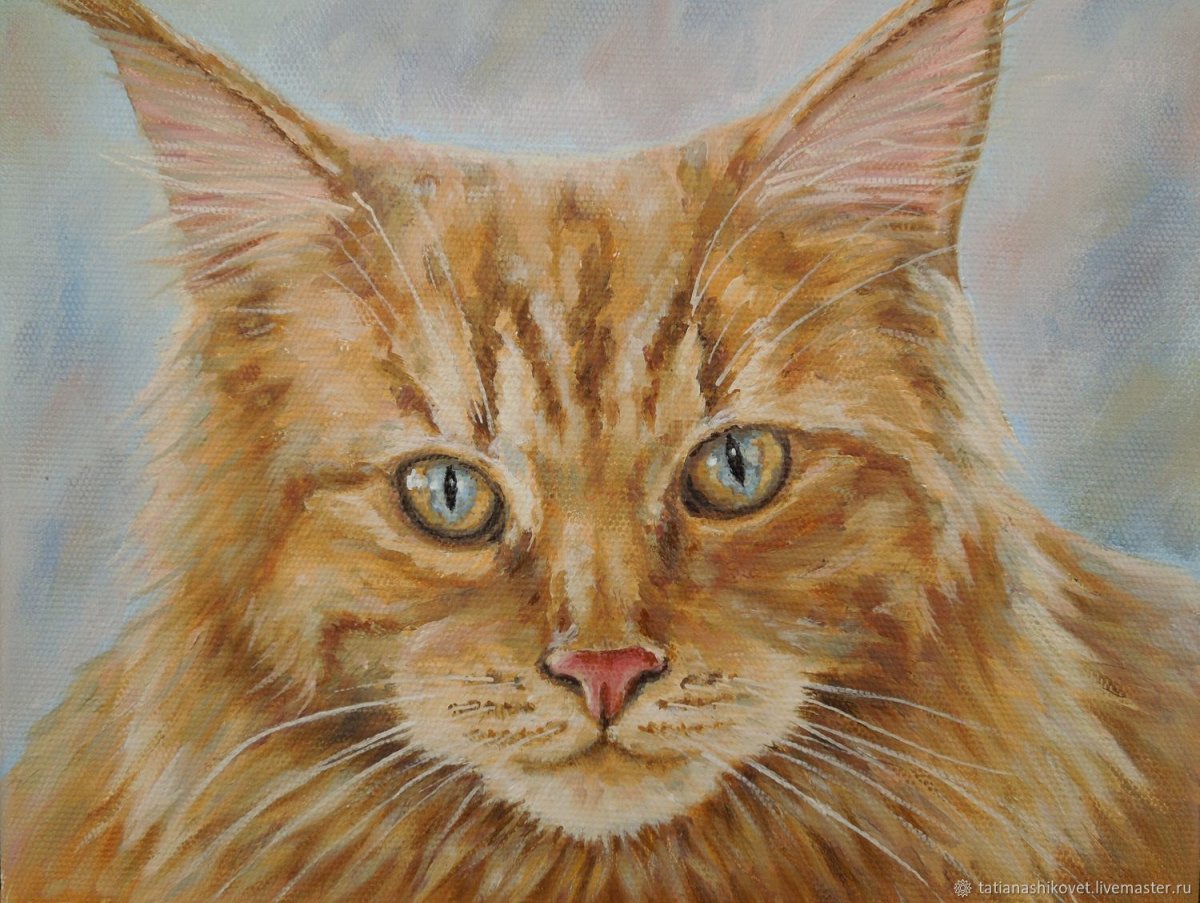 Рыжий кот картина маслом