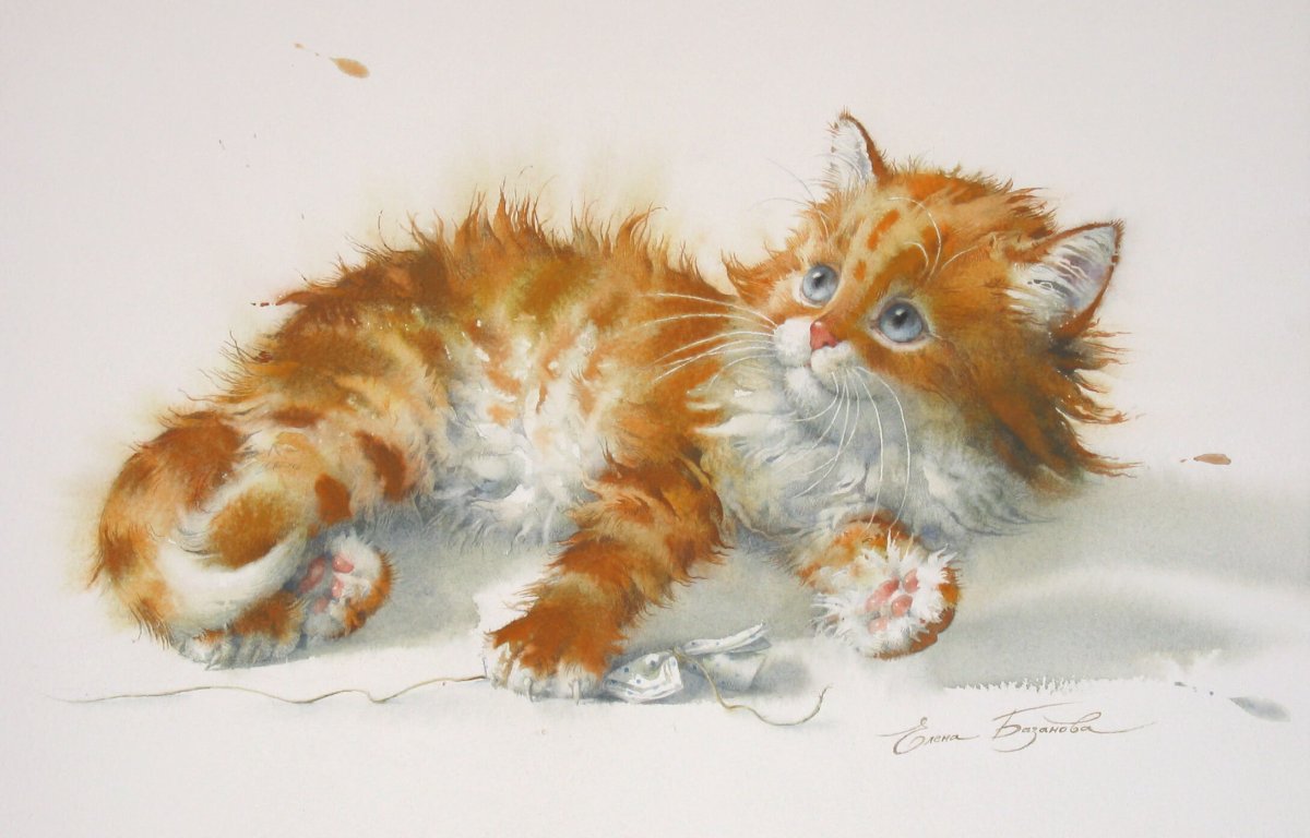 Елена Базанова акварель кошки