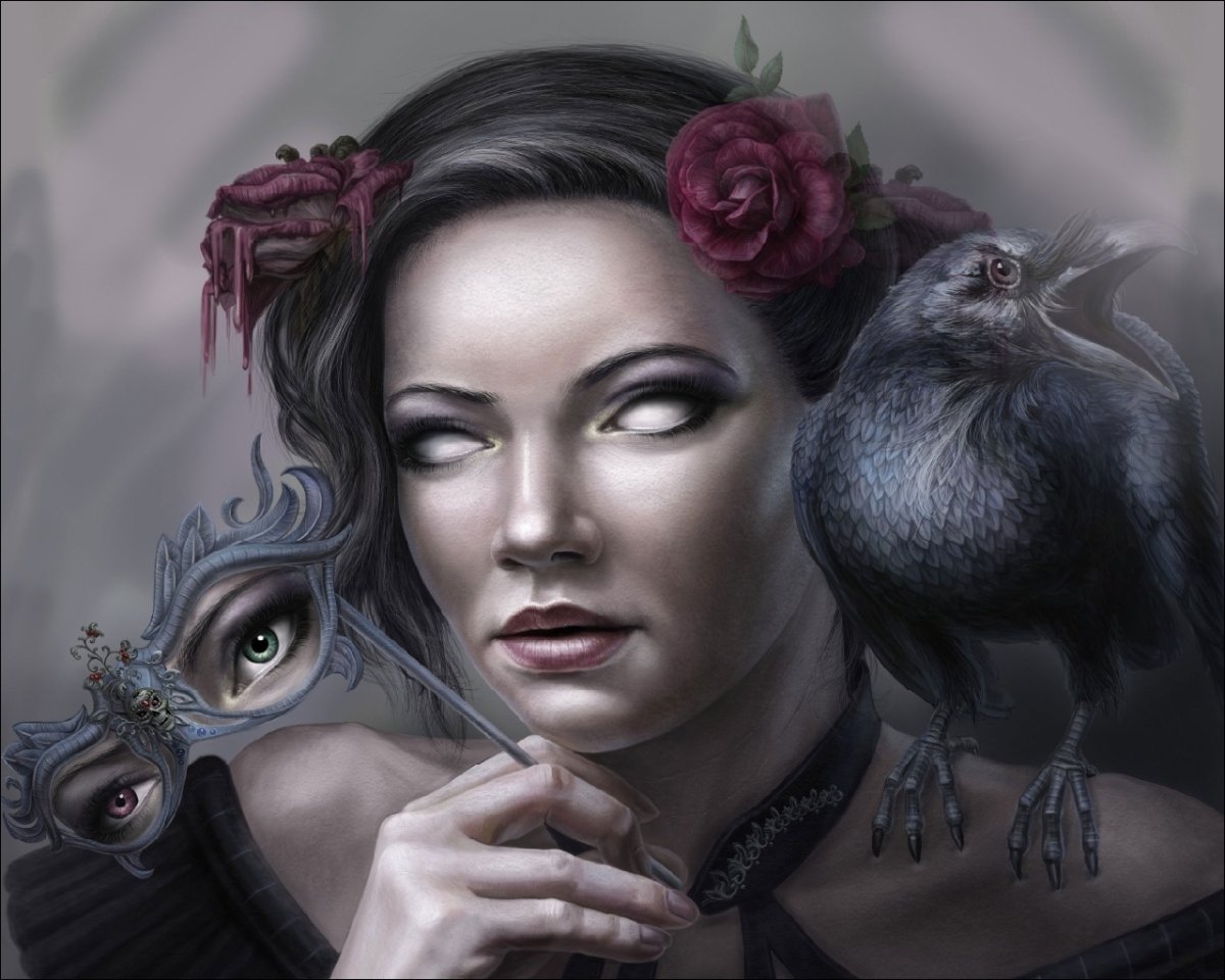 Девушка с вороном