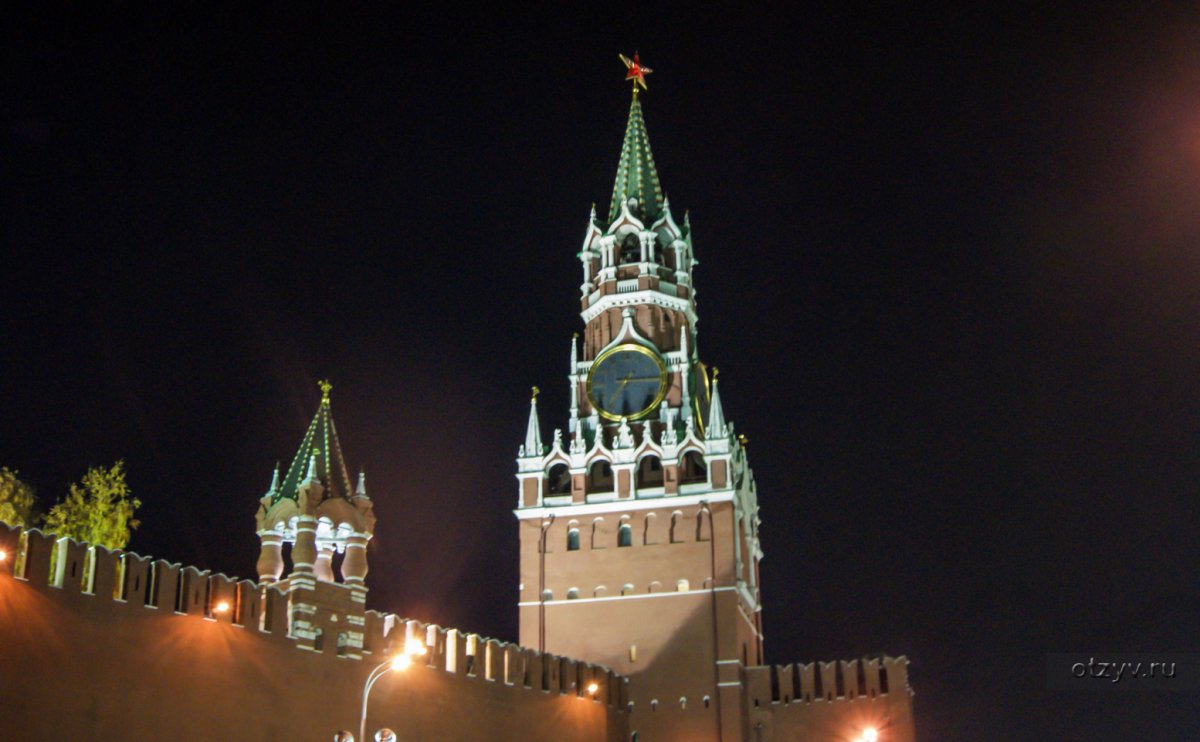 Ночная Москва Спасская башня Кремль