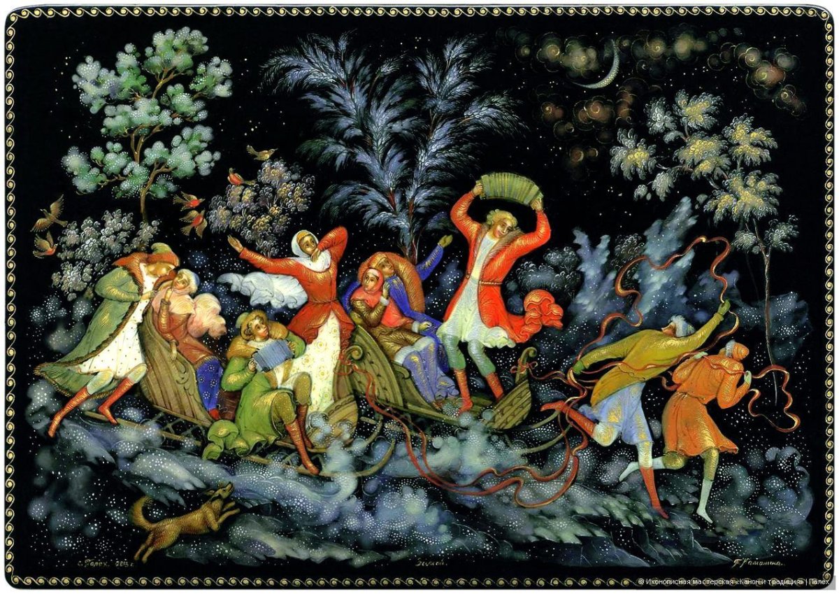 Палехская роспись лаковая миниатюра