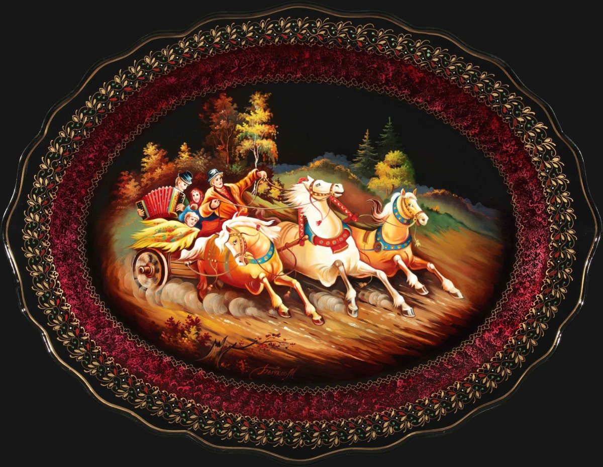 Жостовский поднос тройка