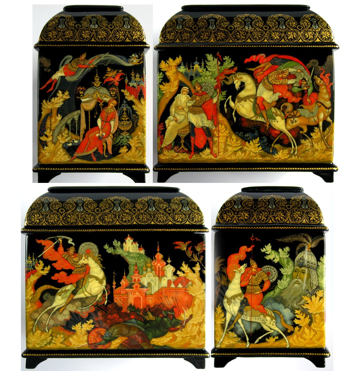 Осень на шкатулках Палеха