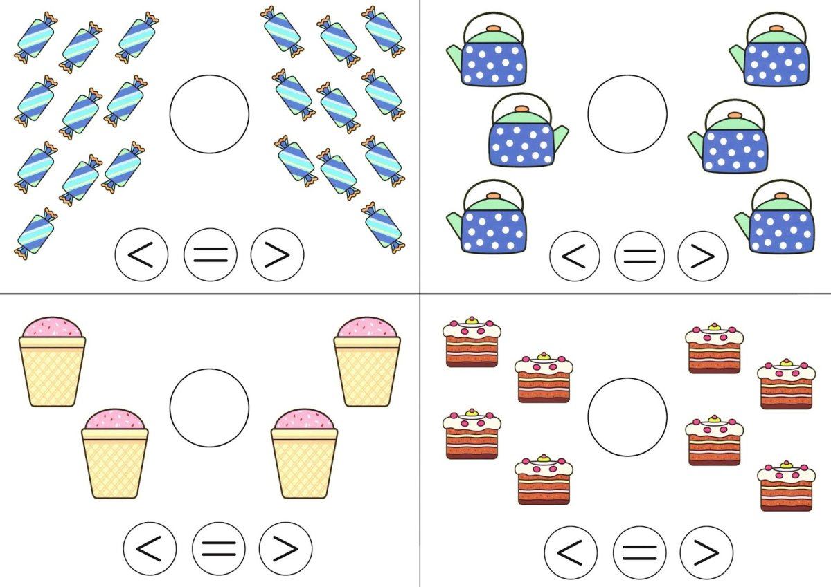 Больше меньше или равно задания для дошкольников 5-6 лет
