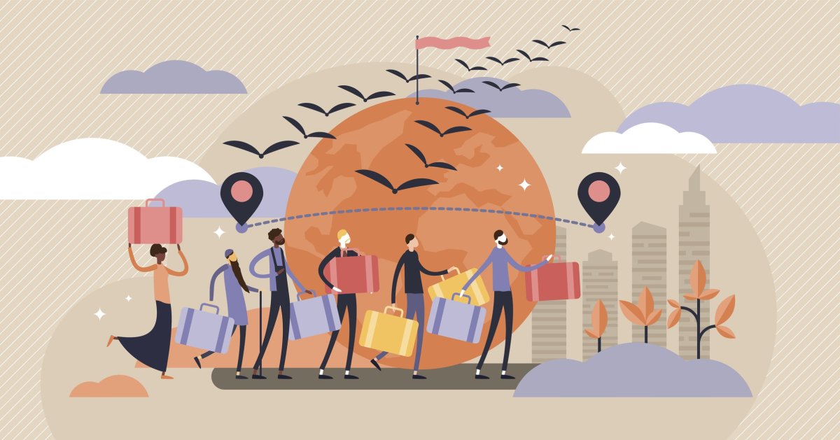 Мигранты иллюстрация