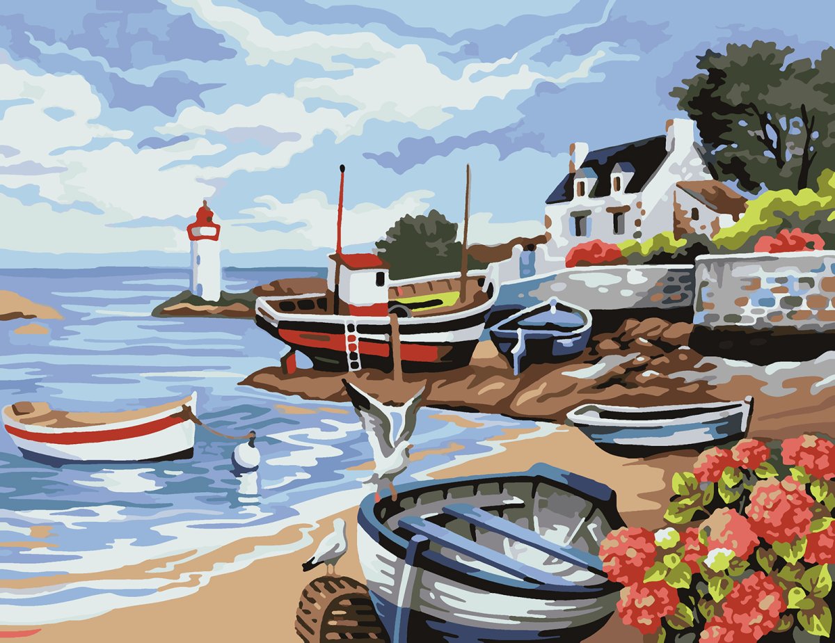 Картина по номерам Рыбацкая деревня