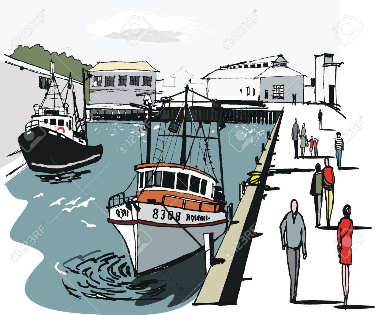 Порт причал нарисованный