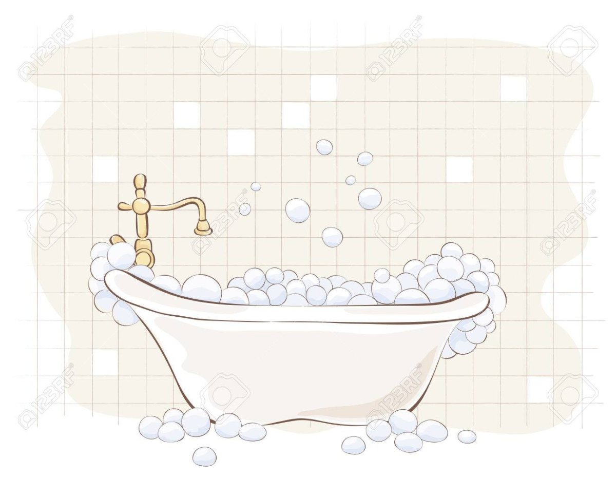Ванна с пеной нарисовать