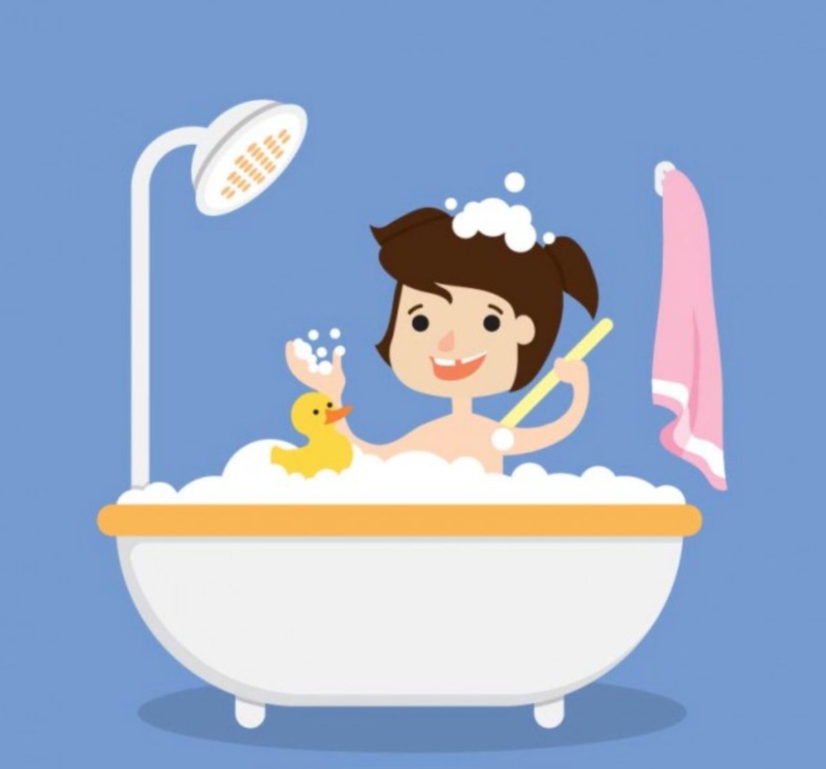 Мультяшная девочка в ванной