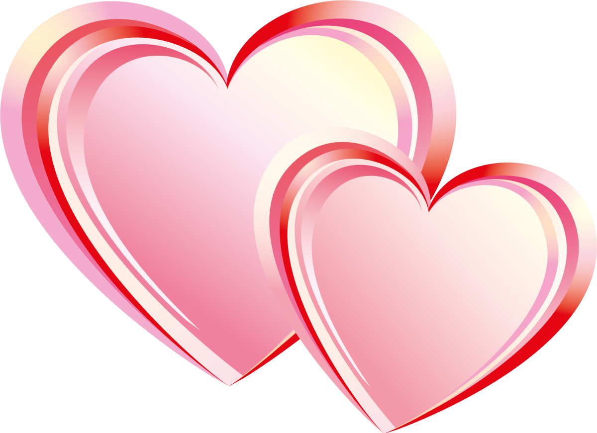 Розовые сердечки на прозрачном фоне