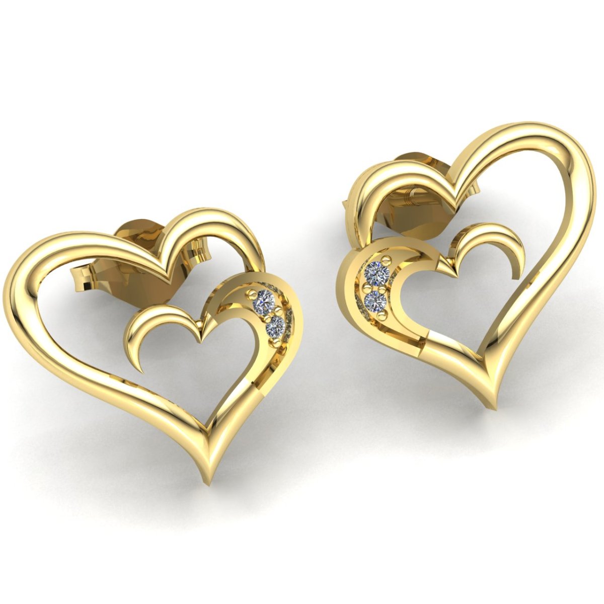 Серьги с двойным сердцем