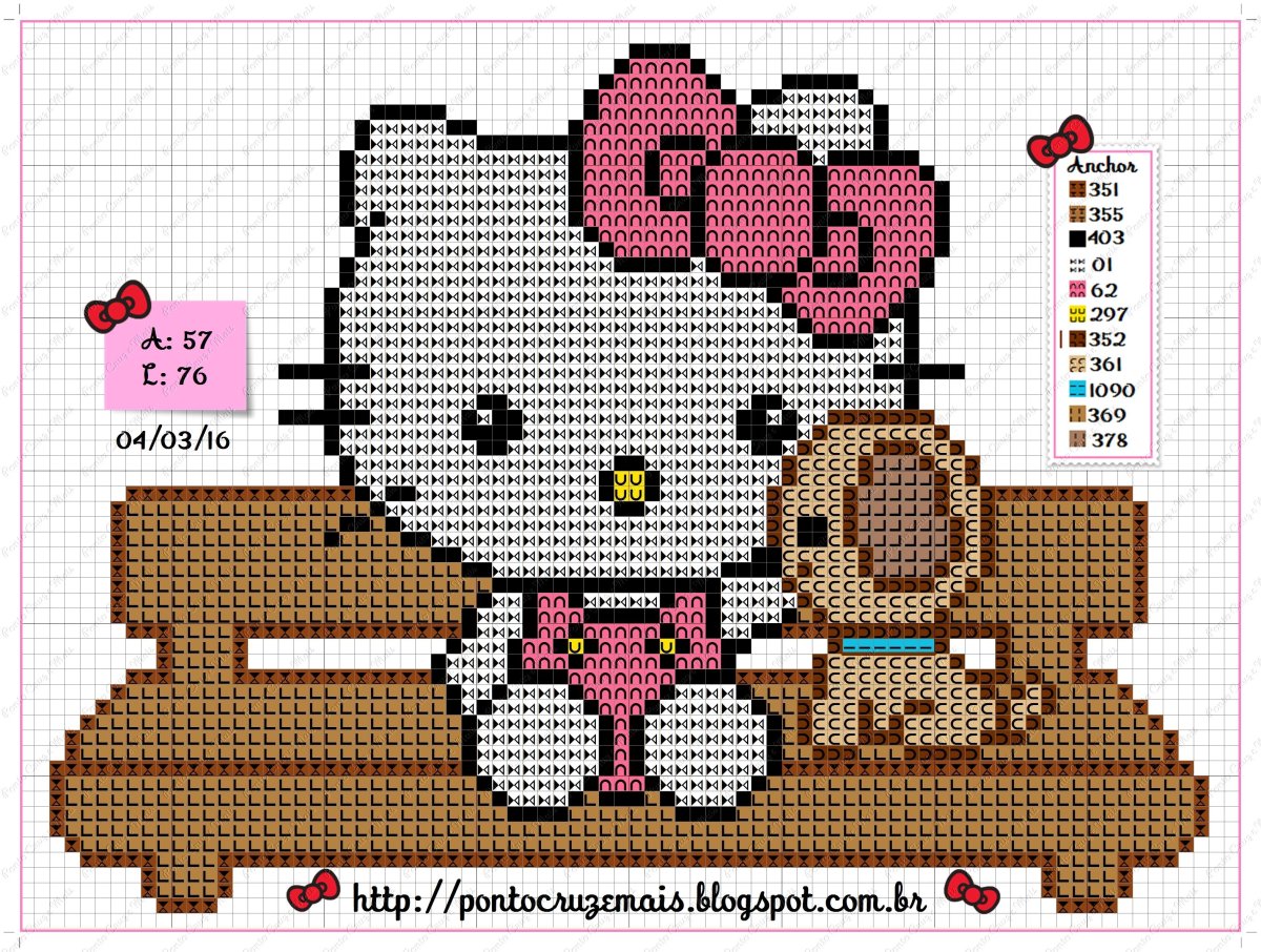 Пиксель арт схемы Хелло Китти