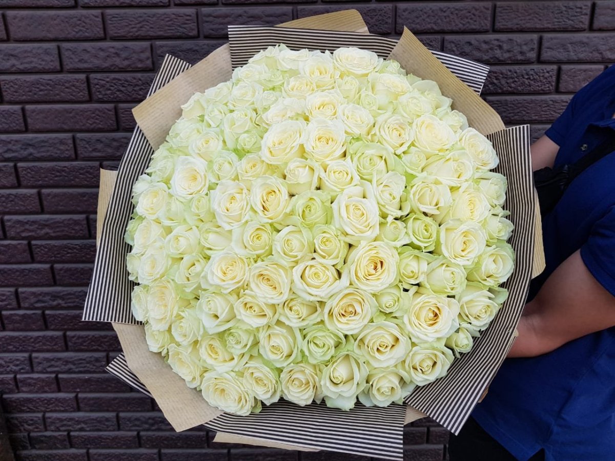 101 Белая роза 60см