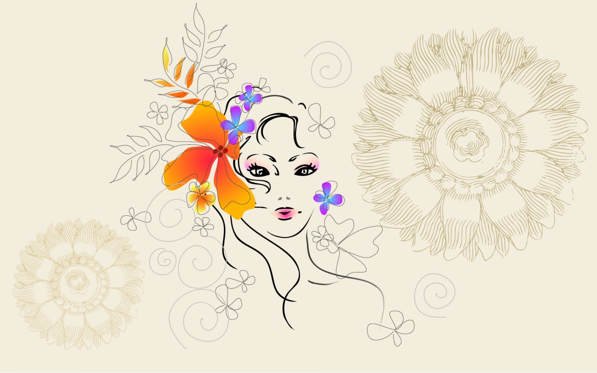 Девушка цветы вектор