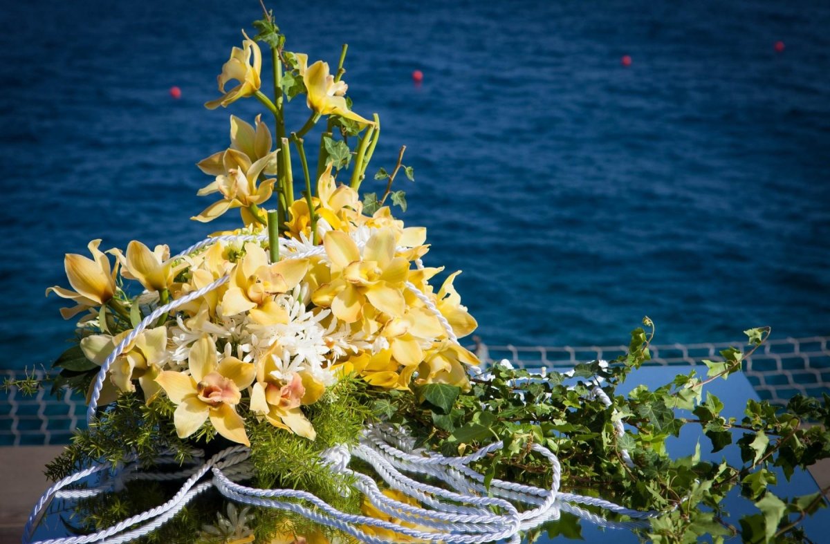 Экзотические цветы и море