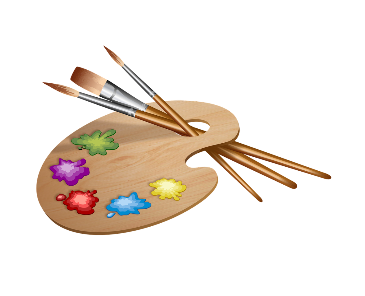 Художник палитра краски кисти карандаши