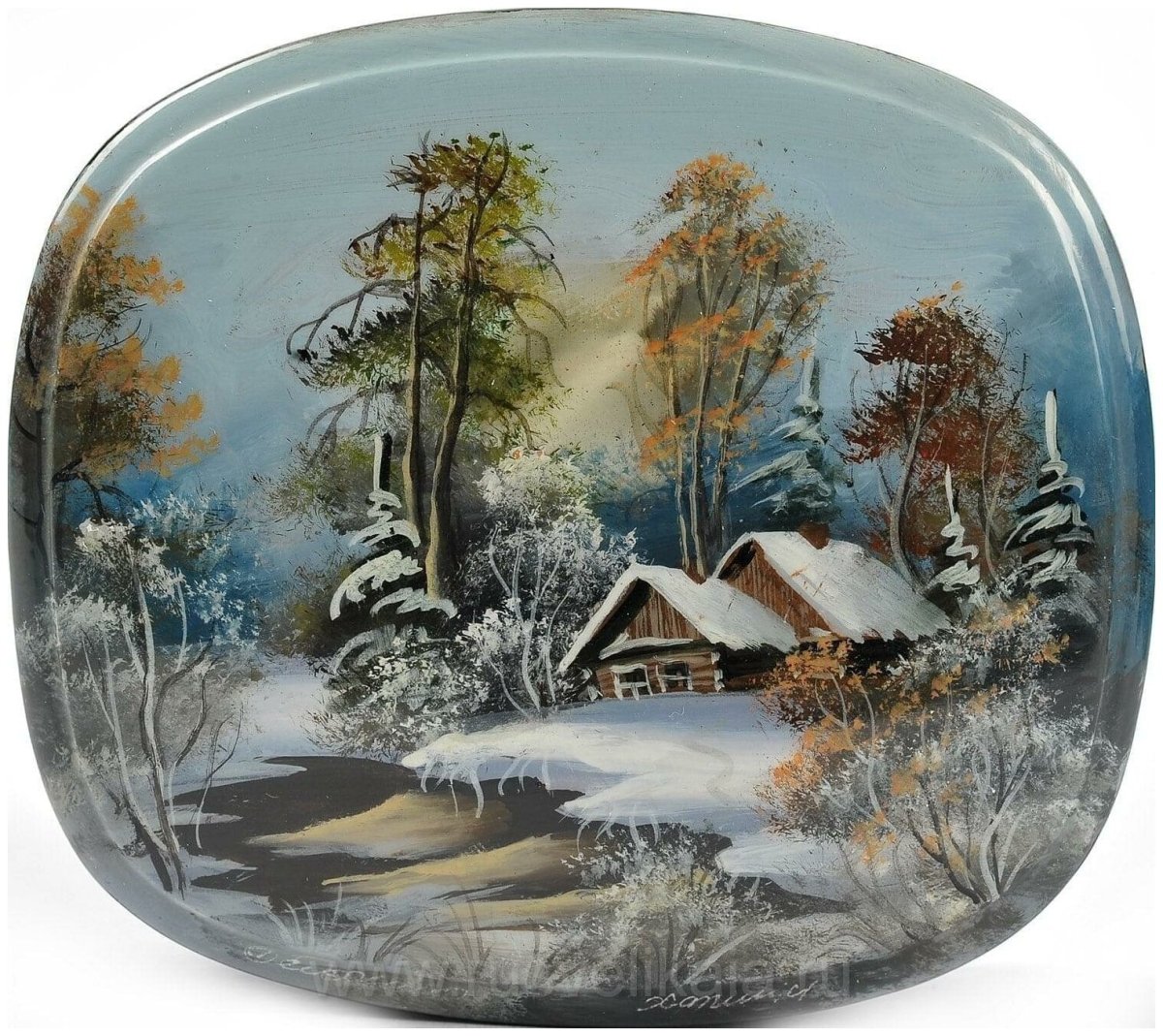 Лаковая миниатюра Федоскино пейзажи