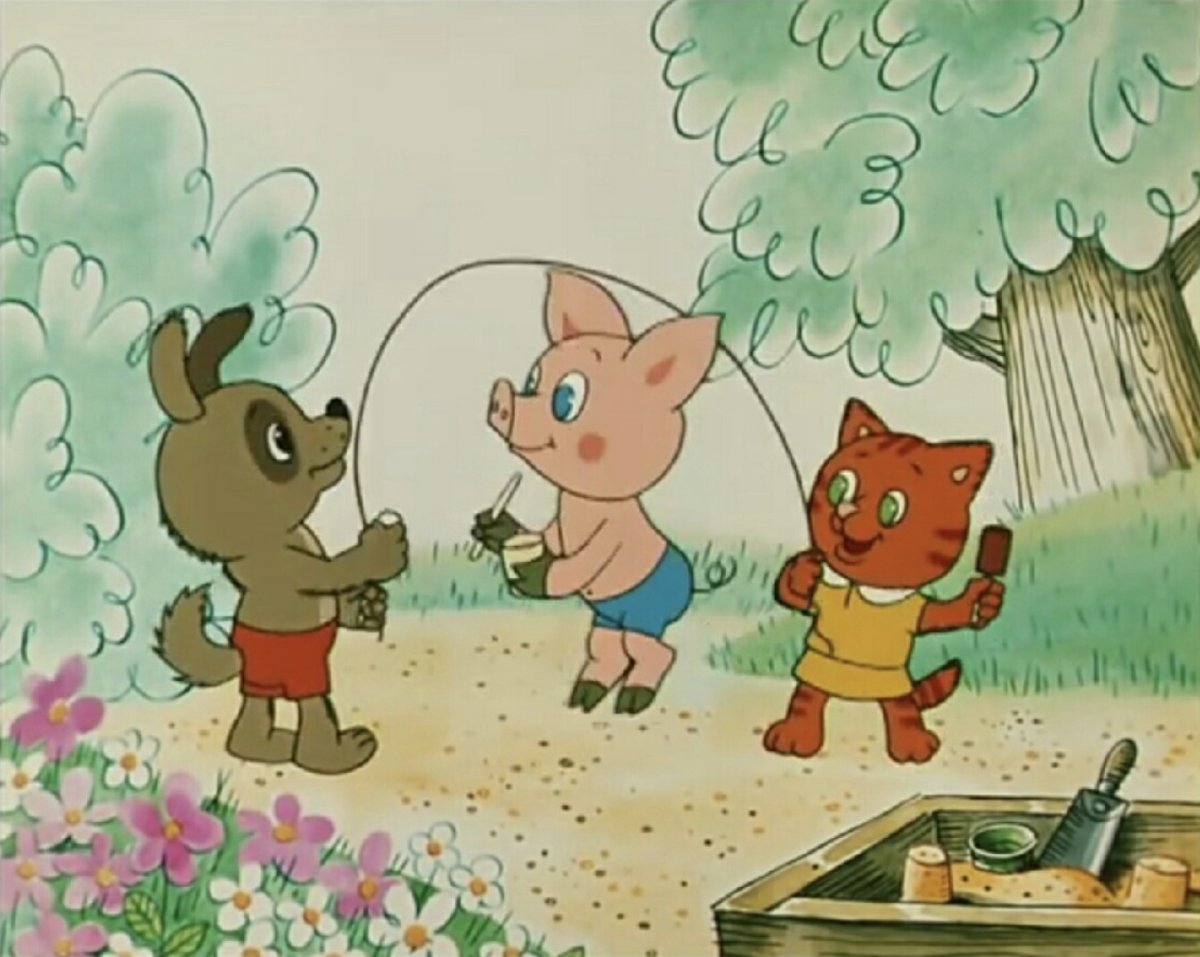 Кот Леопольд гладит мышей утюгом