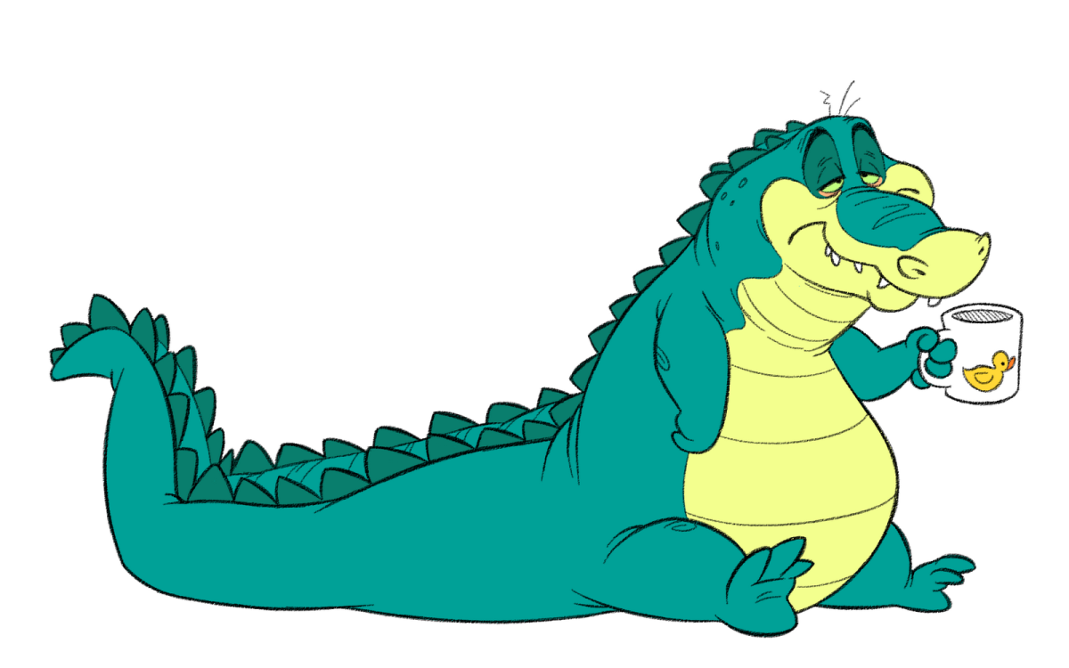 Крокодил сидит мультяшный