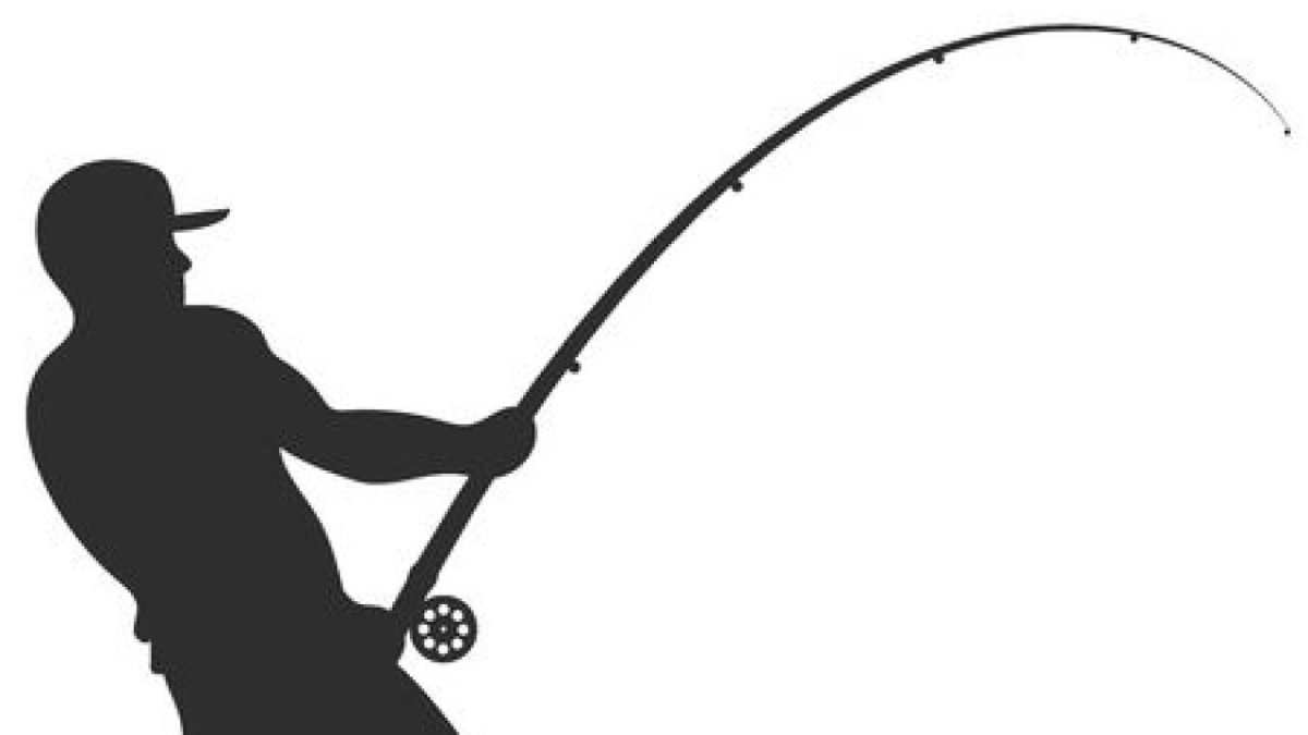 Силуэт рыбака с удочкой