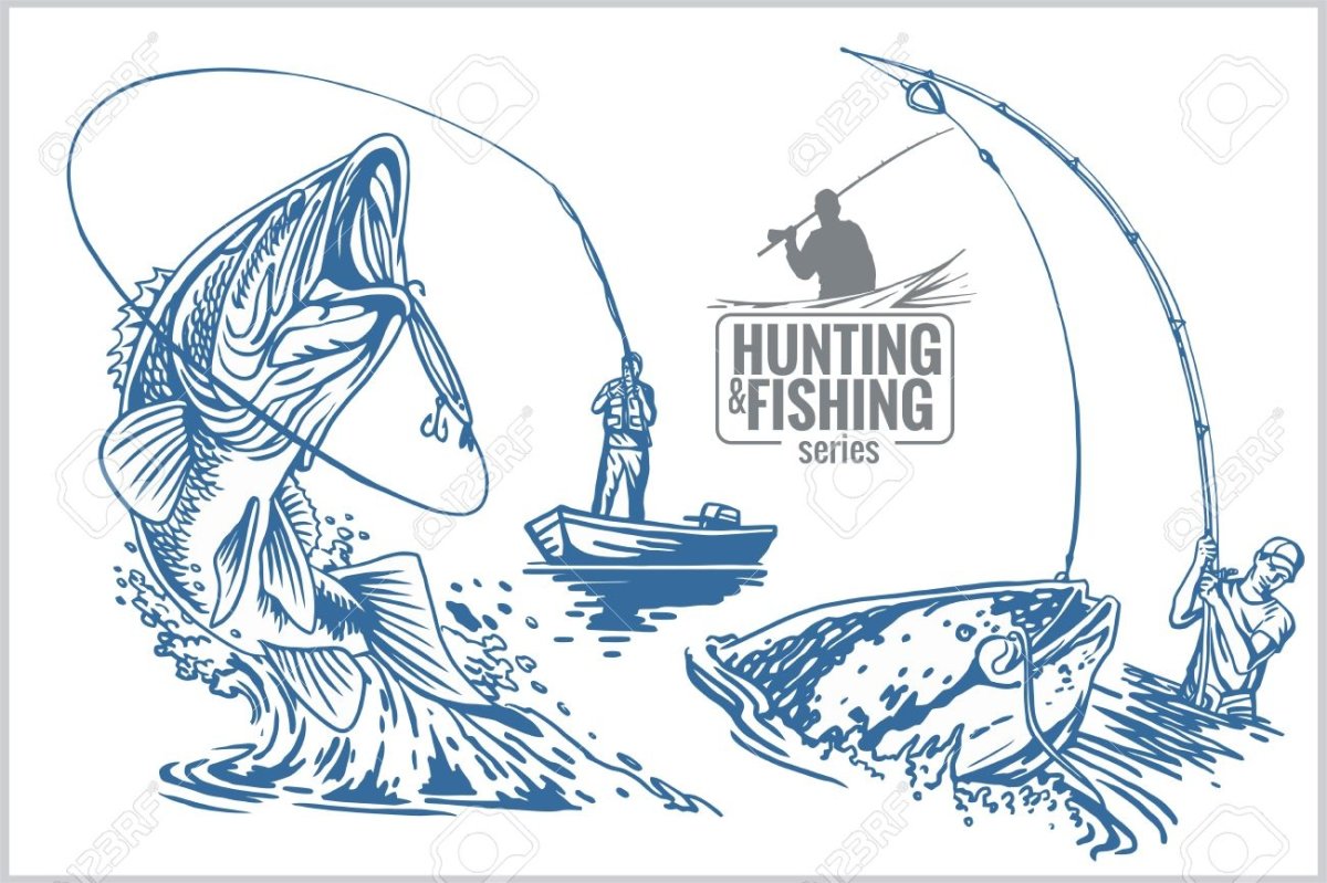 Рыбак с рыбой вектор
