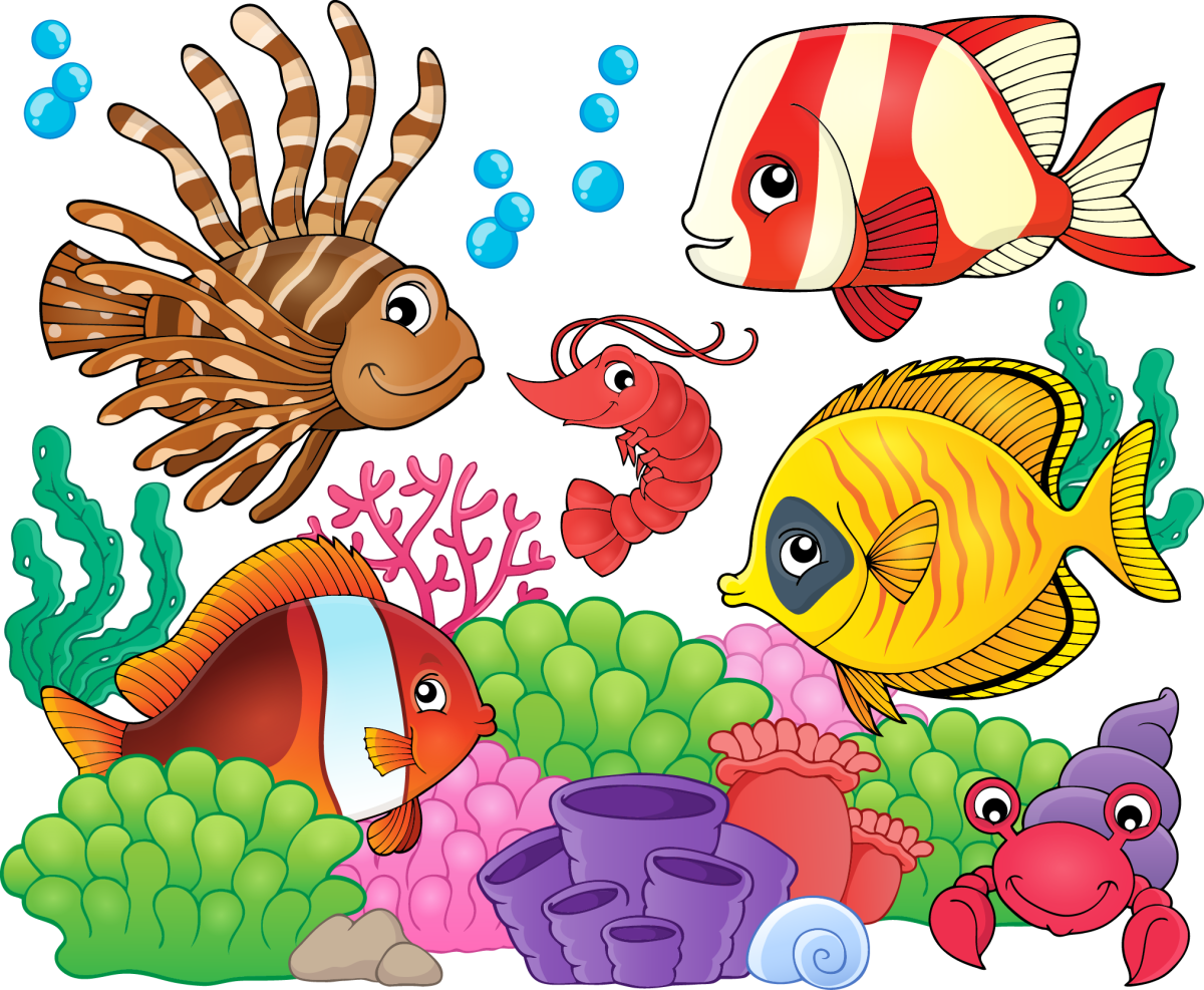Векторный аквариум с рыбками
