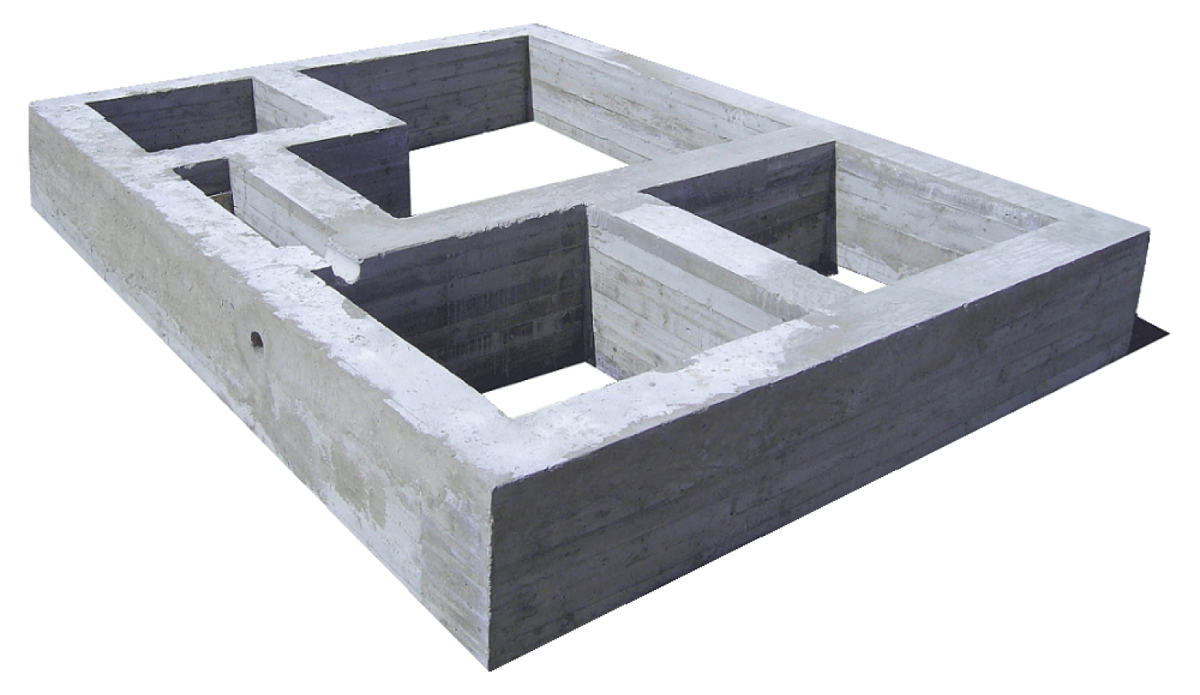 Ленточный фундамент на белом фон